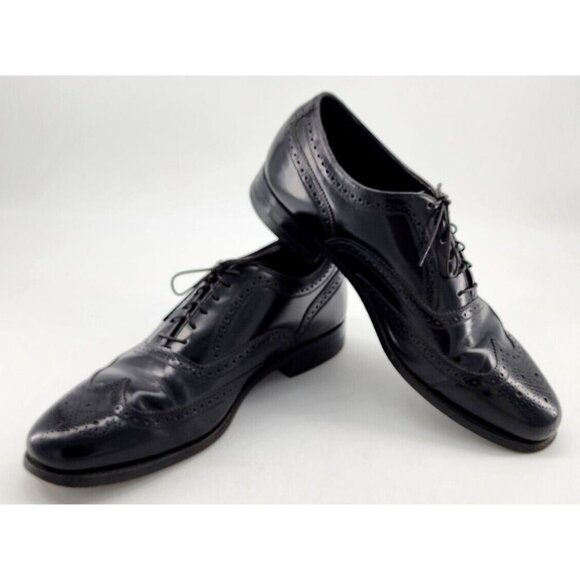 Florsheim Imperial Black Leather Lace Up Wingtip Oxford Brogue Shoes Size 10.5 E main image 10